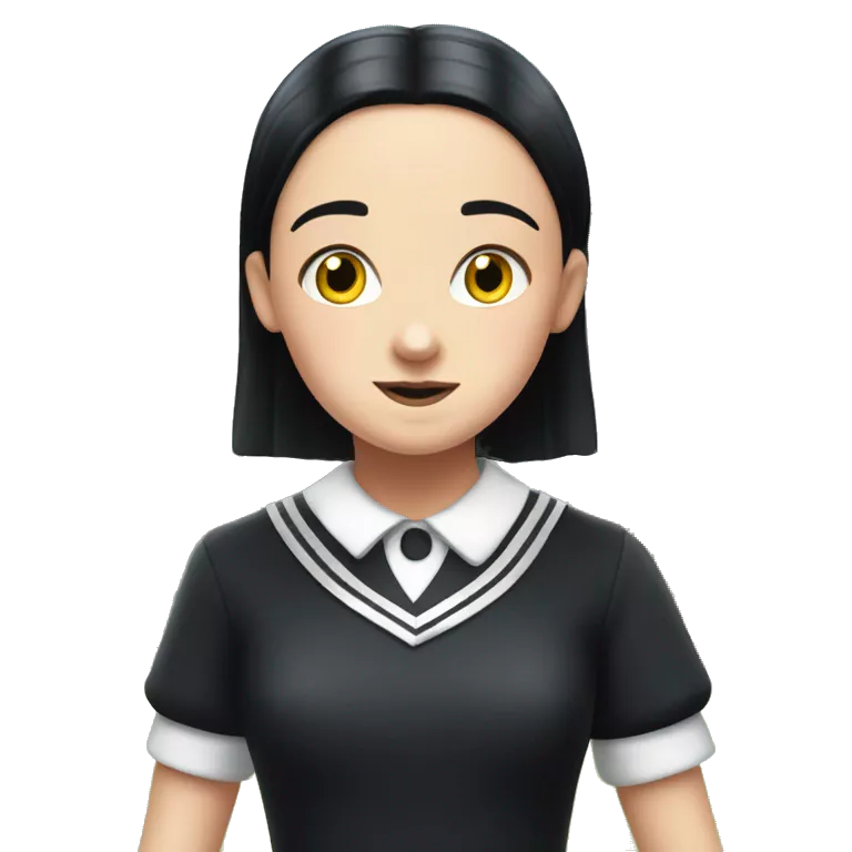 wednesday addams dancing in sleeveless school uniform in the school courtyard quadrangle on the green grass
