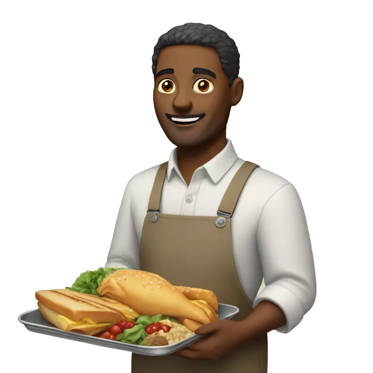 man with a tray of food