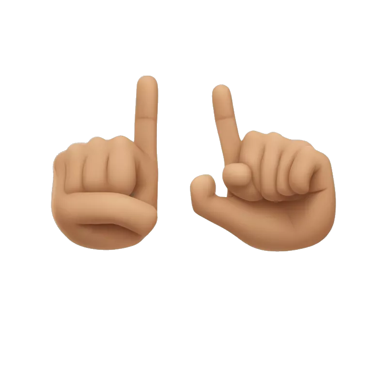 A flat hand and a hand with an outstretched index finger pointing at the flat hand.
