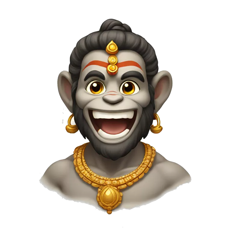 Hanuman with his gadha and smiling face