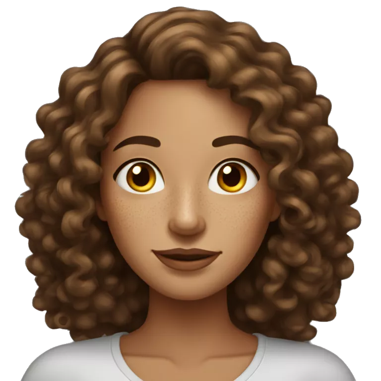 exceptionally beautiful woman with long curly brown hair and a freckles
