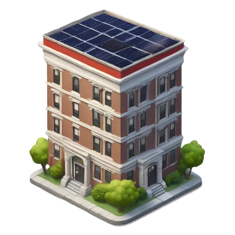 Apartment building shaped like the Ghost Busters Firehouse with solar lights and decorative and detailed interior design