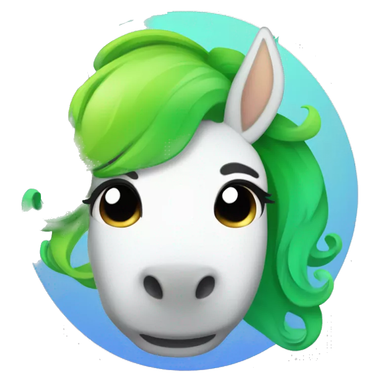 lime green horn, lime green and sku blue gradient hair Unicorn