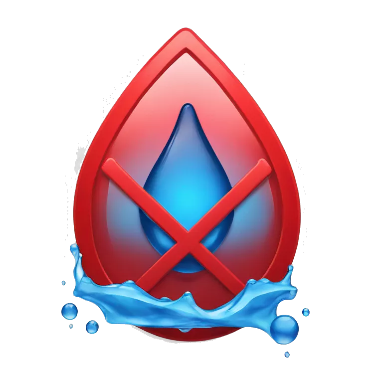 blue water droplet inside red prohibition sign
