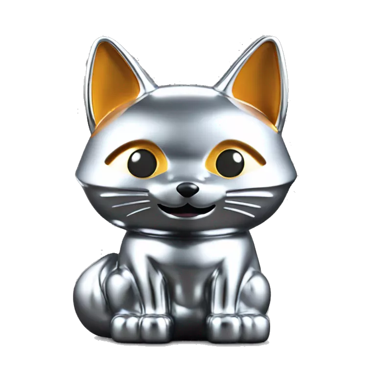 fully chrome fox statue in the form of maneki neko
