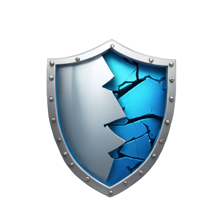 blue Broken cracked cyber shield