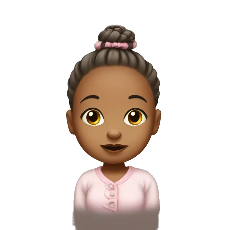 Baby girl with a pacifier in her mouth
with her hair tied up in a bun