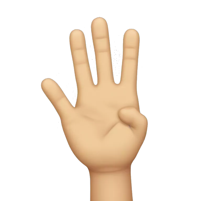 Hand with the middle and index fingers raised, and given with back of the hand towards the recipient