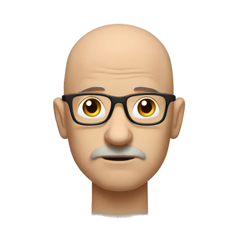 Create an image of a bald man with glasses, looking thoughtful and serious, wearing a plain T-shirt. Add the caption: ‘Did you not understand everything or just part of it?’