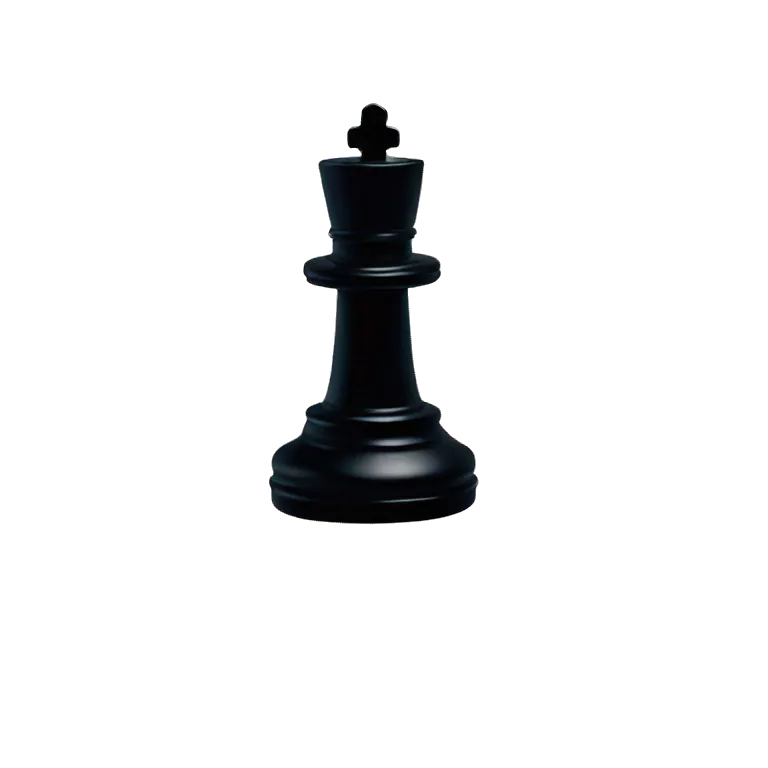 Black King chess piece on blue flame fire