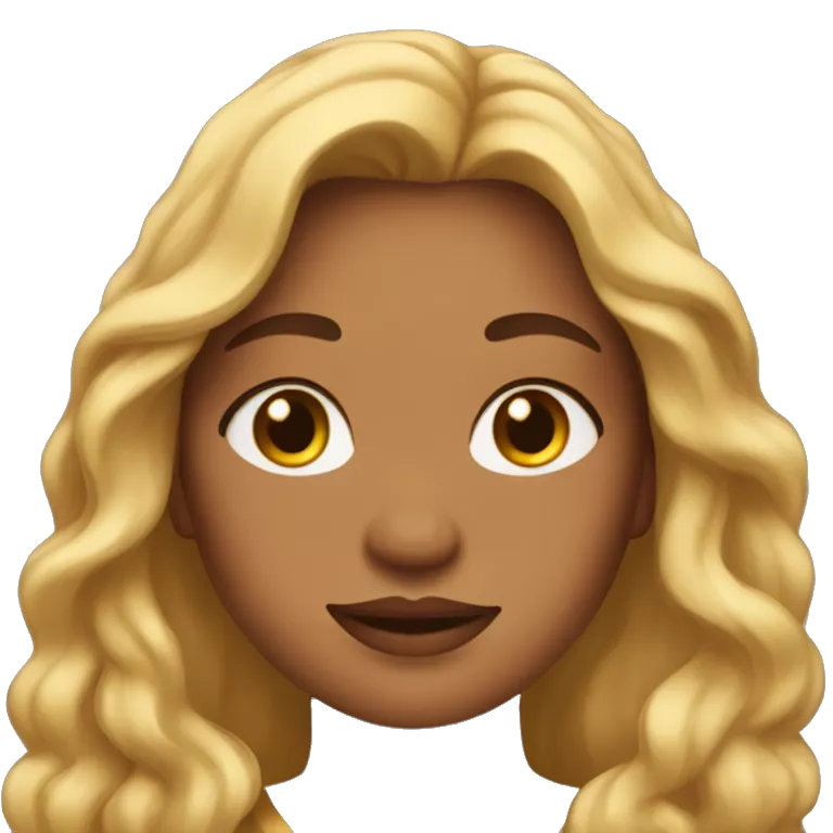 A woman with golden long hair, freckles on her face, and a plus-size build.