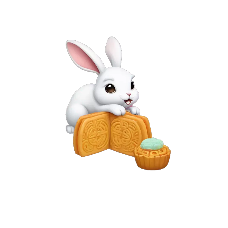 rabbit eat moon cake with galaxy