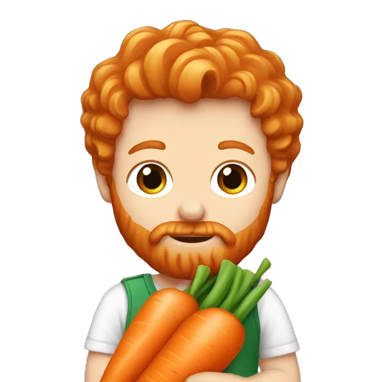 ginger hair and beard caucasian holding a carrot baby