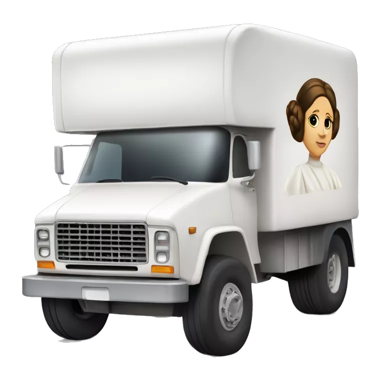Side view of 1976 very very long mail delivery truck shaped like Princess Leia shaped