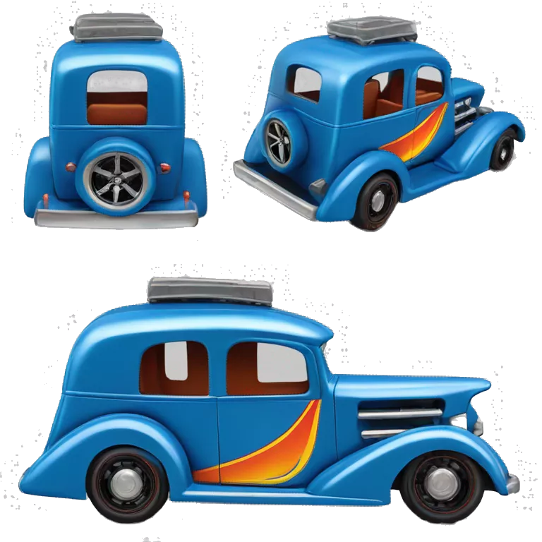 Hot wheels style, 1937 hot rod caravan, blue