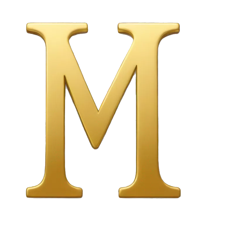 Letter M with Gold Plating