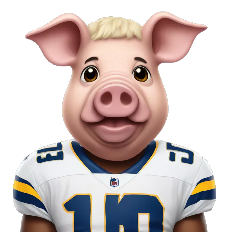 Pig with Los Angeles Charger jersey