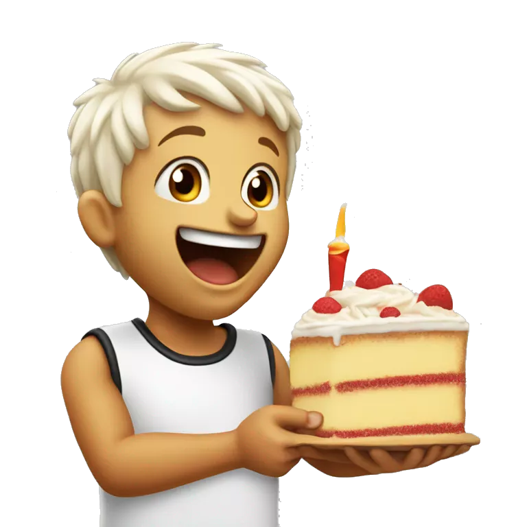 Create a Logo of A cute naughty kid whose face is full cream he has eaten the cake from and is holding on to a soccer football in his and is laughing innocently when asked what happened to the cake