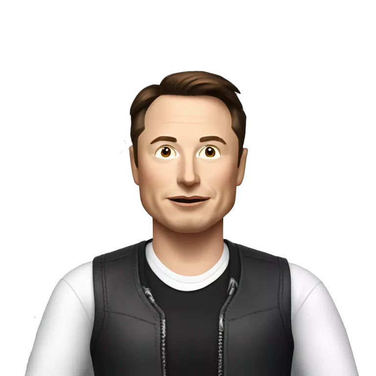Elon Musk holding a number Zero in the right hand, and a One in his right hand