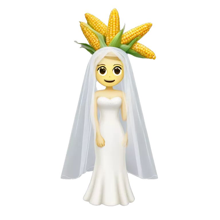 corn wearing a wedding veil