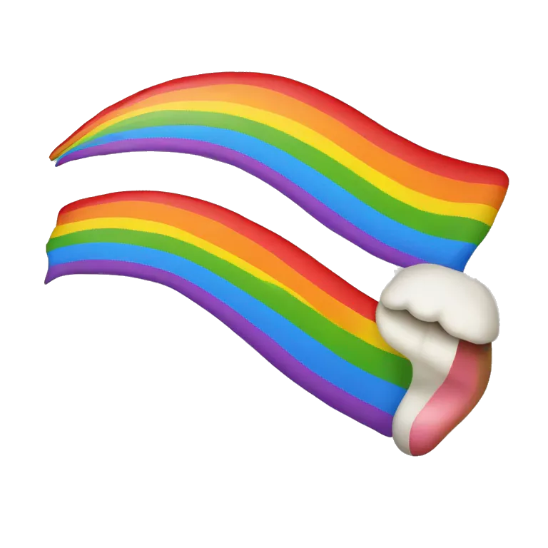 A rainbow-colored emoji sticking out its tongue