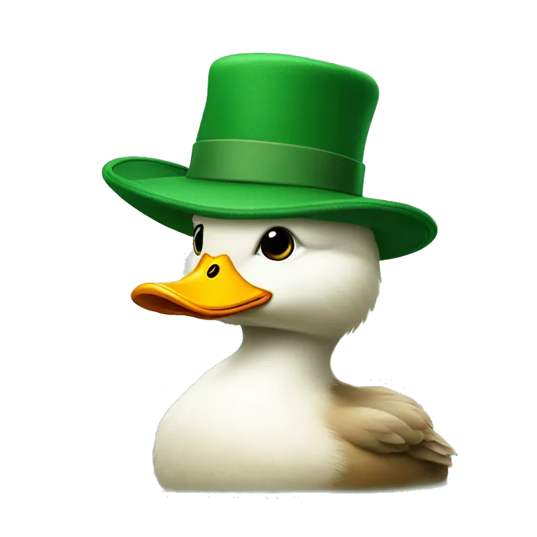 fluffy humanoid duck with green hat