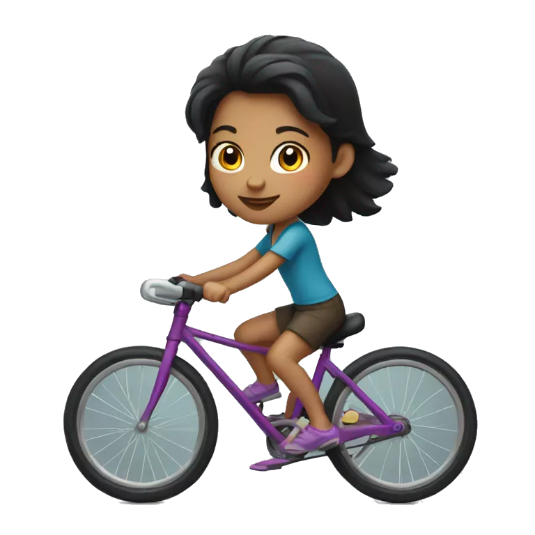dark haired small girl riding bycicle
