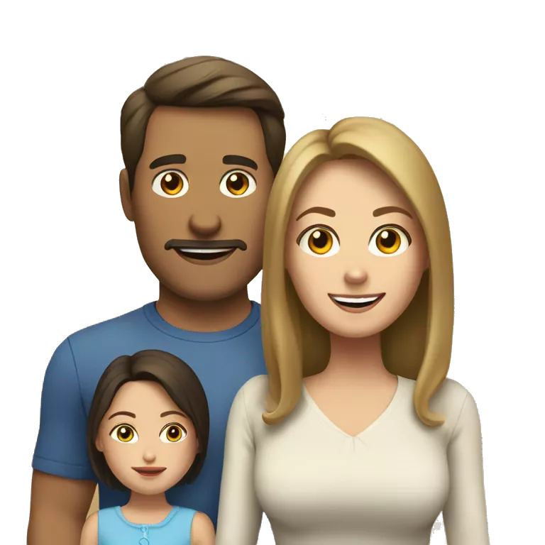 modern family with brunette father, blonde mother, brunette daughter, brunette daughter, brunette son