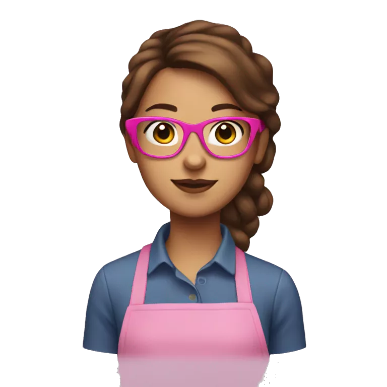 girl with brown hair and pink glasses baking
