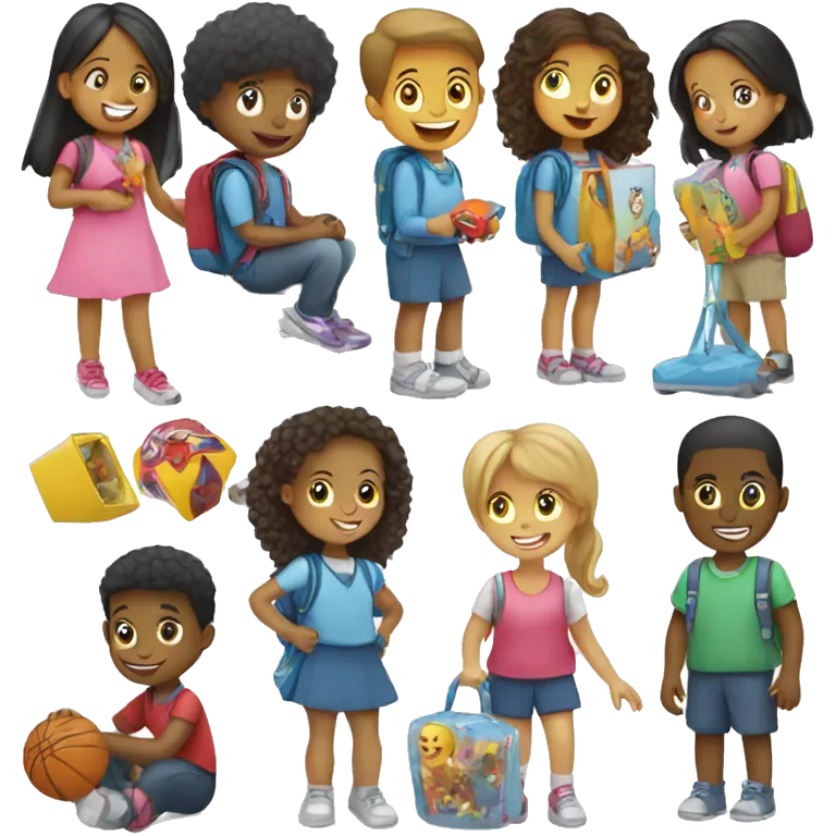 3 children playing with toys at school