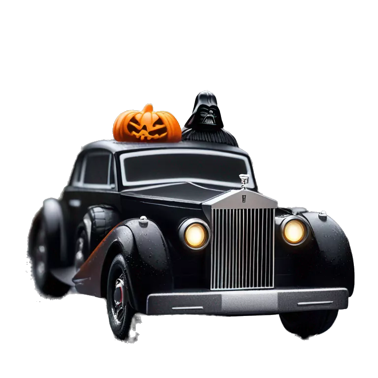 Hot wheels Darth Vader themed 1947 Rolls Royce scary Halloween monster rc car on  dark raining road