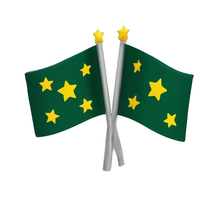 circassian flag with dark green background with 3 yellow arrows and 12 yellow stars