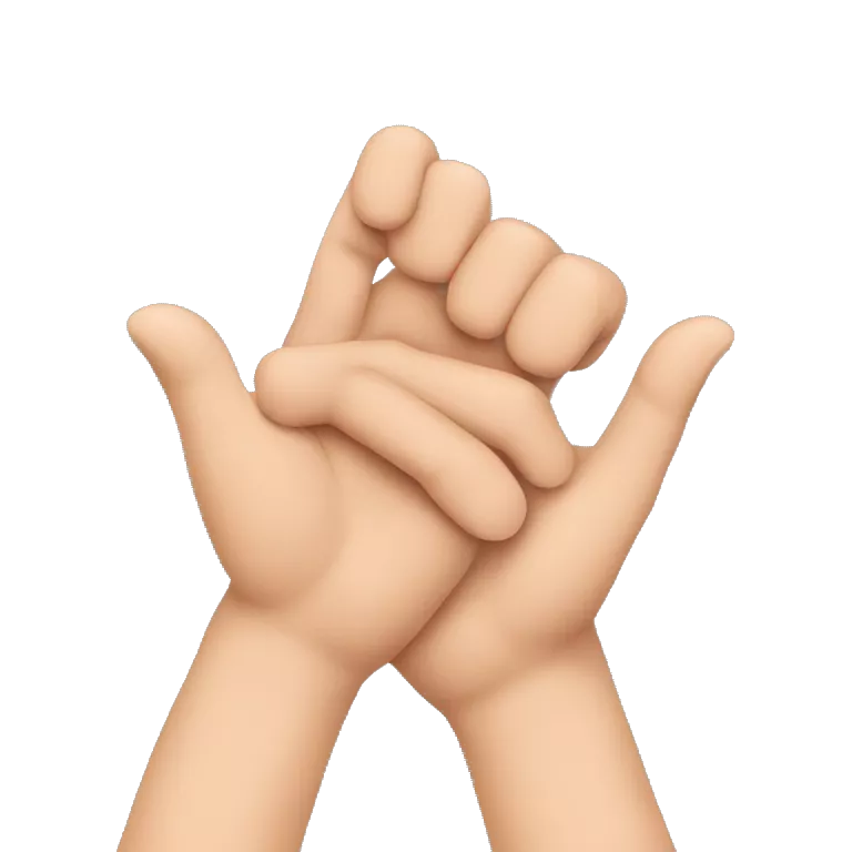 linking your fingers or bringing your hands together as if forming a chain.