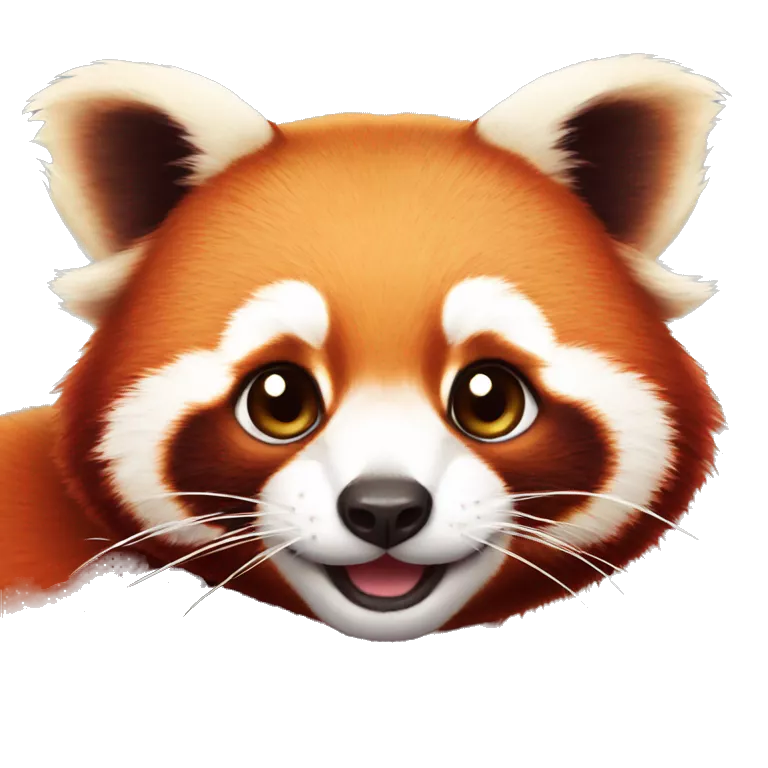Cute red panda, black oval eyes, cute, Apple emoji animal style