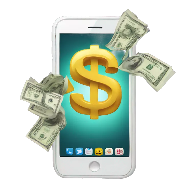 phone with money bursting out of it