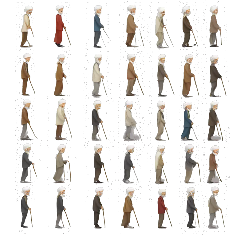 Old sultan walking with help of walking stick