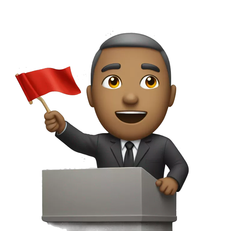 AdoIf giving an speech with an red flag