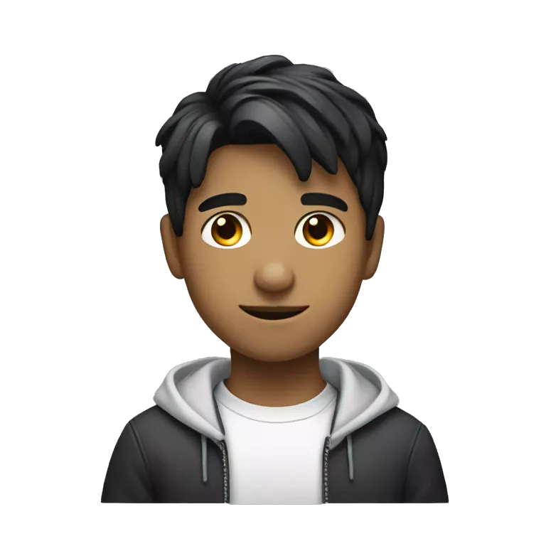 A boy who is master in coding and development with white color and black hair