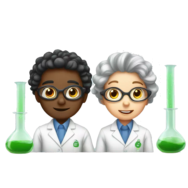 A pair of child scientists in the middle of an experiment (one man and one woman)