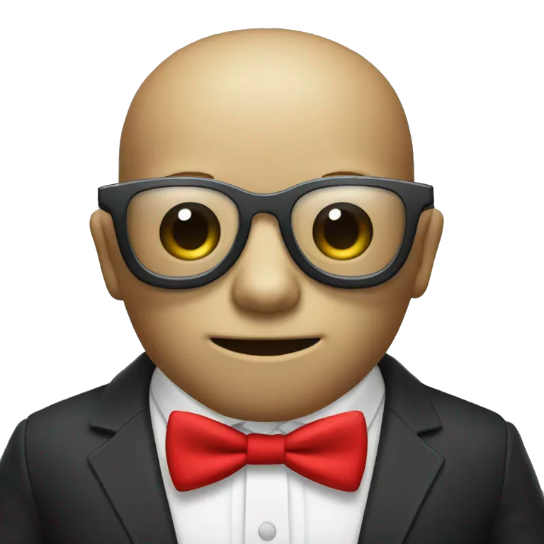 Generate a Skull wearing clear Glasses and a red Bowtie on chest. Half the skull should be black while other half should be white