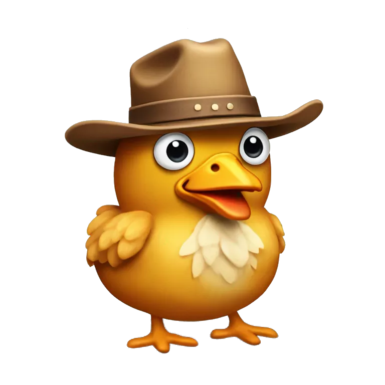 smug chicken nugget with eyes and a smirk, wearing a cowboy hat