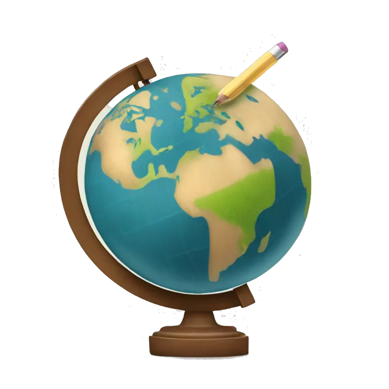 a simple globe with a small pencil somewhat writing that globe