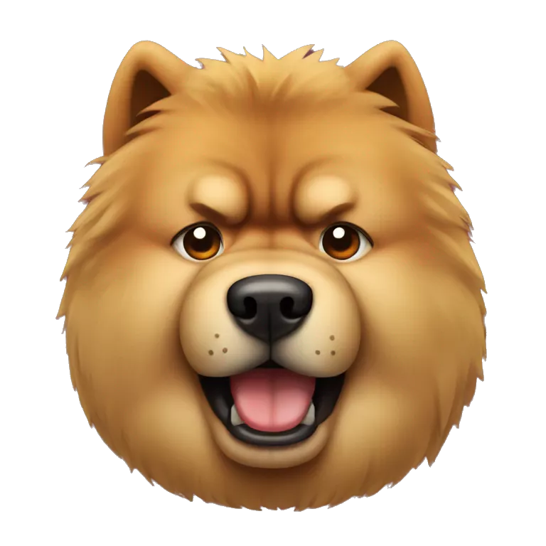 chow chow angry with exclamation marks and red cheeks