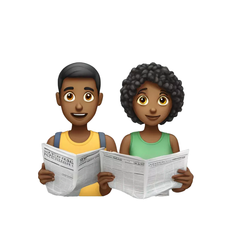 a young man and a young lady reading news