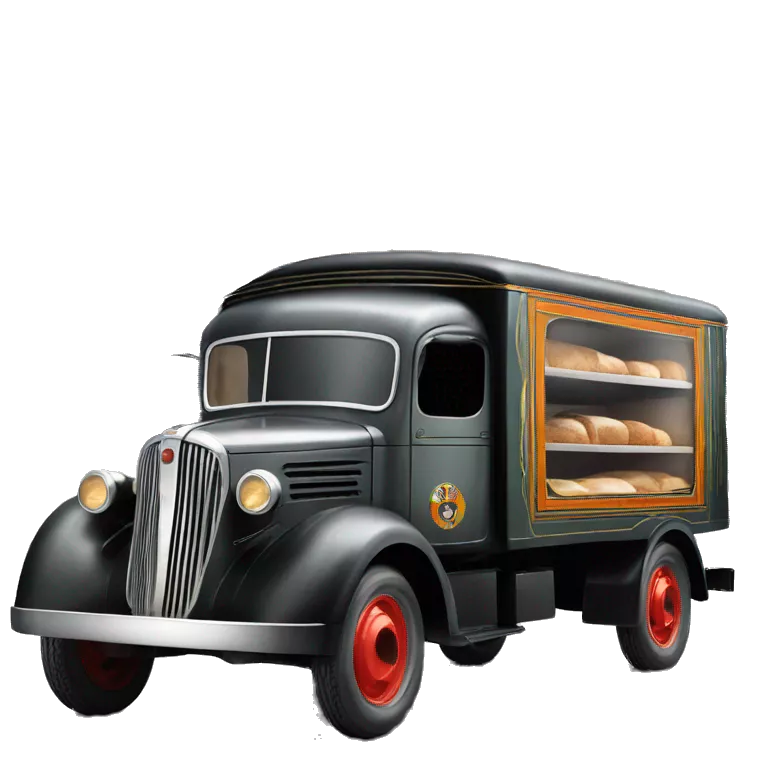 Art Deco Very long 1937 bread truck side view