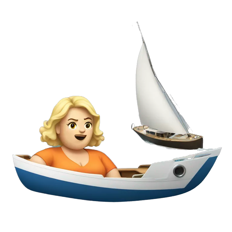 A fat blonde lady on a sinking yacht