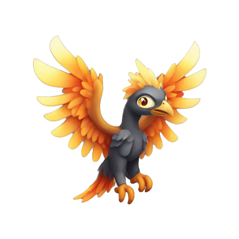 cute fenix with fire wings