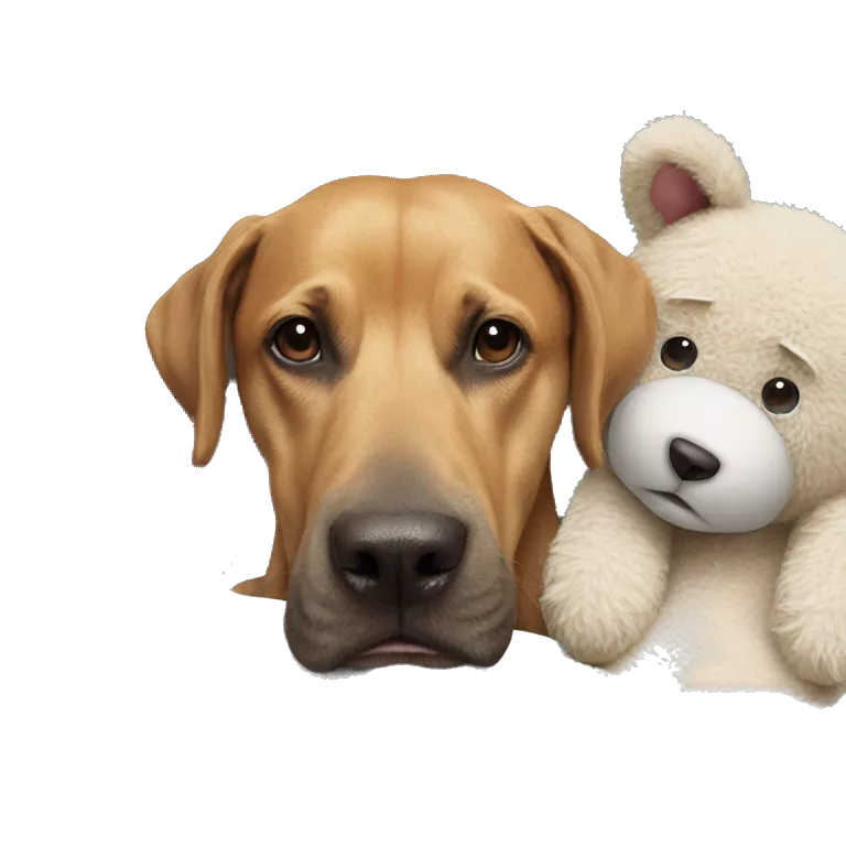 realistic dog and teddy bear