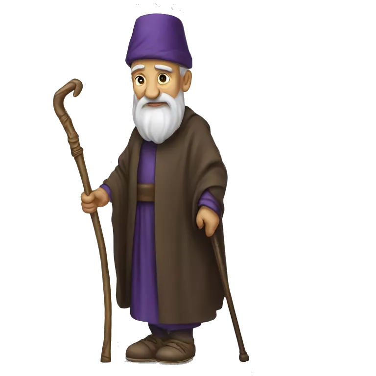 Old sultan walking with help of walking stick