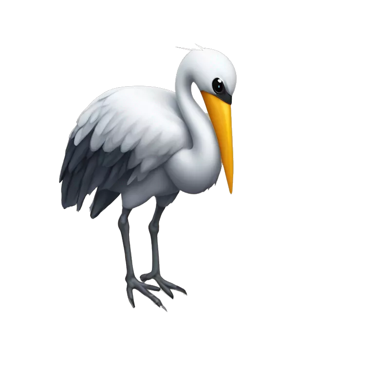 the crane carries a sheet in its beak with a book wrapped in it
